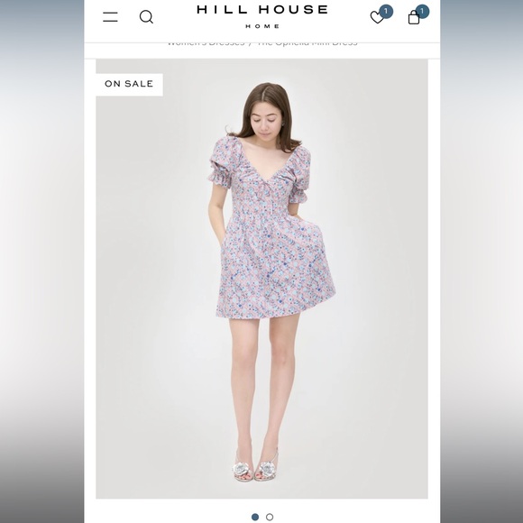 Hill House Dresses & Skirts - Hill House - The Ophelia Mini Dress - Pink Basketweave Vine